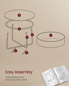 Songmics hiện đại đơn giản Trắng phòng khách bảng vải giỏ kim loại khung Vòng Bàn cà phê với lưu trữ - Product Image 5