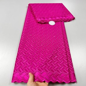 Bordado de algodón de color sólido de comercio exterior transfronterizo tela africana de encaje seco de alta calidad Tissu Africain en PUR Coton - Product Image 1
