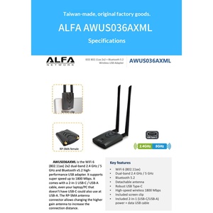 Adaptateur WiFi USB ALFA AWUS036AXML MT7921AUN original compatible avec l'encryption WPA3 pour Kali 7/10/11 - Product Image 4