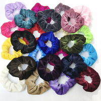Chouchou en velours vintage très élastique, couleur unie, style rétro, pour femmes, accessoires capillaires quotidiens, logo personnalisé, vente en gros