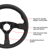 Volant de jeu en cuir perforé à fond profond de 320 mm, cuir personnalisé, rayons en aluminium brossé pour simulateur de course Logitech Moza