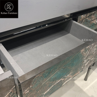 Plateau en marbre de luxe Base en acier inoxydable Table console d'angle pour couloir Ensemble de meubles de bureau pour porche