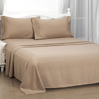 Parure de lit de luxe en microfibre tissée brodée unie, respirante et personnalisable – Ultra douce, anti-plis et anti-décoloration, 4 pièces, taille King