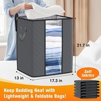 Sac de rangement pour vêtements 80 litres, sac de rangement pour couvertures avec fenêtre, gris, en plastique pliable, multifonction, organisateur de chaussures pour le salon
