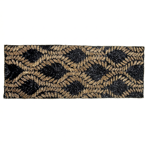 Embroidered Geometric <b>Table</b> <b>Runner</b> Black Gold Rustic Home Decor Washable - Product Image 1
