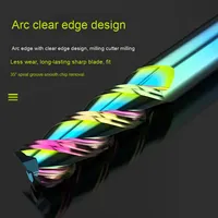 Precision Undercut End Mill 56 Derajat Alur Dalam Baja Tungsten Lapisan Pelangi untuk Aluminium