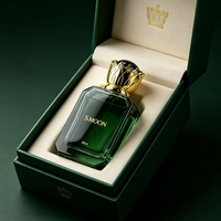 Flacon de parfum de luxe au design moderne, flacon de parfum vide en verre vert 50ML, flacon de parfum avec boîte, flacons de parfum avec couvercles dorés