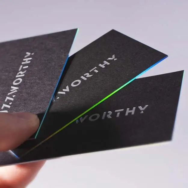 Die cut edge color laser foil black card luxury custom name card paper business card printing.