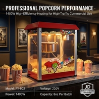 Machine à Popcorn Commerciale Marupin 8 oz 1300W 110-220V Multi-Prises Verre Trempé Offre Spéciale pour Cinéma