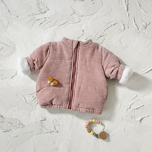 Kore tarzı bebek kızın çocuklar kış ceket batı kalınlaşmış örgü konfeksiyon boyalı baskılı sıcak düz renk yaka hırka - Product Image 6