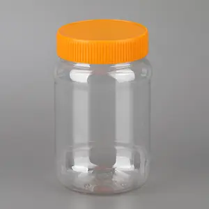 Hot Sales Peanut Butter Packaging Bottle Jar Clear Round Containers Screw Lids For Peanut Butter Plastic Bottle Jar