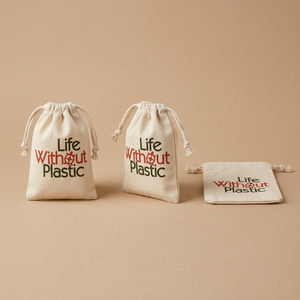 Sacs en coton réutilisables avec cordon de serrage et logo pour la vente au détail durable et l'emballage cadeau - Product Image 1