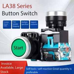Interrupteur à bouton-poussoir circulaire à tête plate LA38-11BN - Momentané à réinitialisation automatique, autobloquant, marche-arrêt avec caractères et symboles 2 - Product Image 2