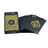 Jeu de cartes à jouer personnalisées en papier noir avec dorure à chaud, impression CMJN, jeu de poker avec étui pour cadeau de fête