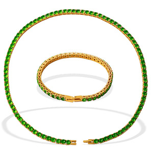 Tennis <b>Bracelet</b> For Women Zinc Alloy Channel Setting Zircon <b>Ball</b> Chain Party Jewelry Set - Product Image 5