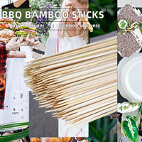 Brochettes de bambou long porte-bonheur de marque personnalisée OEM dans un emballage de sac de fruits jetables pour barbecue, fête et camping