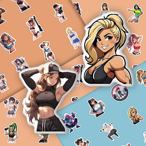 54 autocollants graffiti anime fille athlète pour ordinateur portable, bagages, décoration, autocollant cadeau <span class=keywords><strong>sexy</strong></span> pour salle <span class=keywords><strong>de</strong></span> sport - Product Image 4