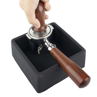 Boîte à marc de café domestique, support pour porte-filtre à expresso, boîte à déchets de café en silicone noir/gris, bac à marc