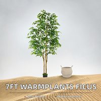 Arbre artificiel Ficus Warmplants 1,2-1,5 m en soie, haute simulation, pour intérieur/extérieur, maison, bureau, salon, idéal pour les cadeaux de déménagement