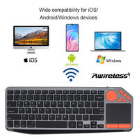 Keyboard Komputer Sensitif Layar Sentuh Mini Nirkabel Rusia dengan Trackpad RGB Backlit Keyboard Nirkabel Pintar