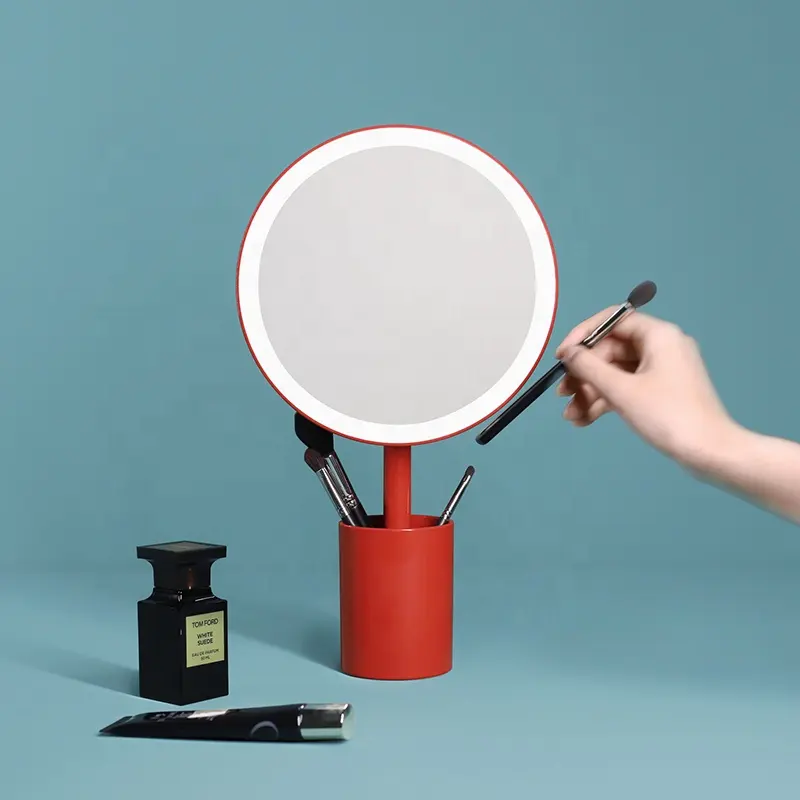 Новые настольные зеркала с держателем щеток для туалетного столика со светодиодной подсветкой