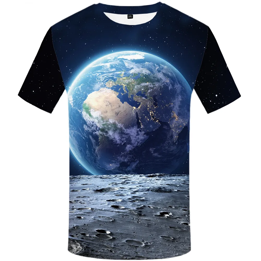 Earth T shirt Men Space Tshirt Moon 3d T shirt Hip Hop Tee Cool Mens Clothing New Summer Casual Short Sleeve 4xl