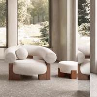 Fauteuil de salon nordique le plus populaire, style personnalisé, cadre en bois massif, revêtement en tissu, fauteuil lounge