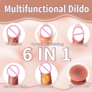 Vibratore Dildo Realistico Telescopico con Riscaldamento e Vibrazione, Morbido, Impermeabile, con Telecomando, in Gomma per Donne - Product Image 4