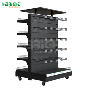 Expositor Metálico Personalizable de 3 Niveles para Tiendas Minoristas, Estantería Góndola de Instalación Rápida y Ligera con Panel Perforado - Product Image 3