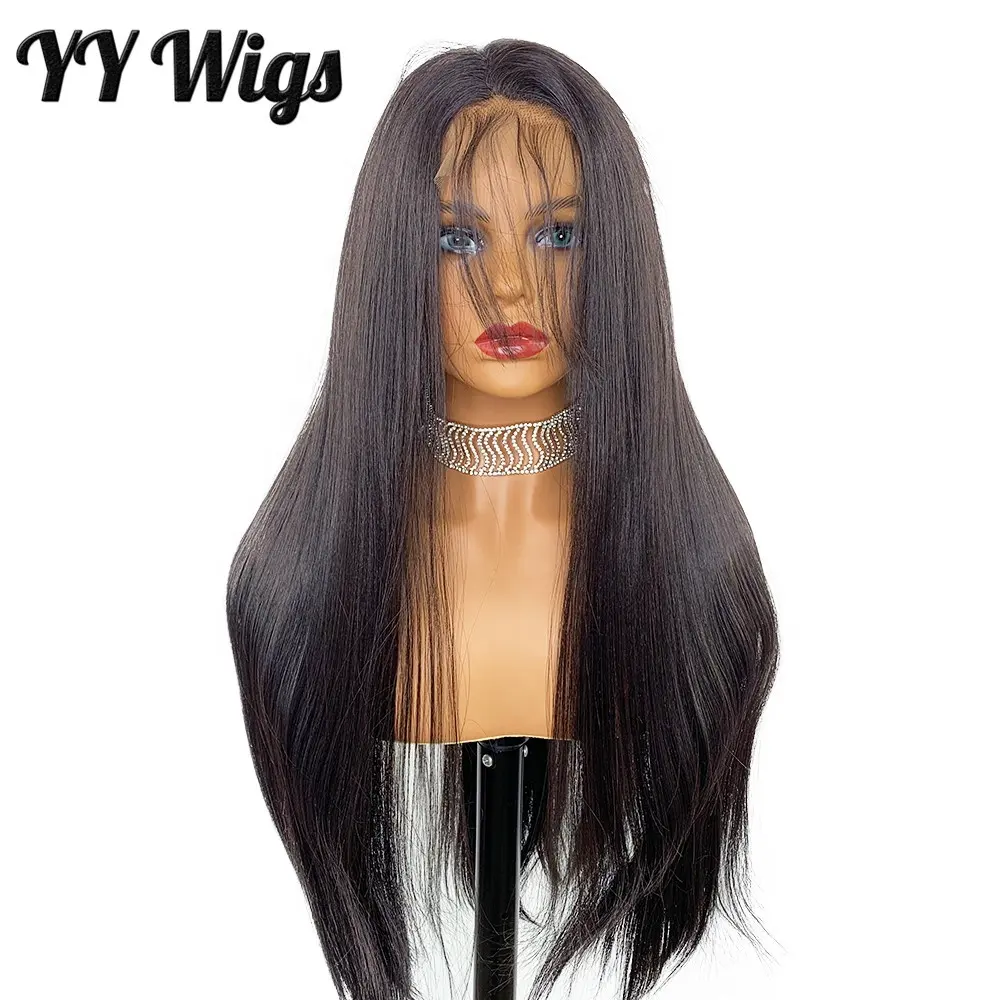 Wholesale Price Selling Long Straight 13x4 Dark Brown Lace Front Futura Synthetic Hair Wigs