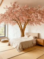 Nouveaux produits grand arbre à fleurs arbre à fleurs artificielles pour décor soie rose grande plante en fibre de verre arbre à fleurs de cerisier