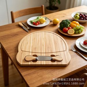 Bamboo Cutting Board <b>Set</b> With <b>Cheese</b> <b>Knife</b> Portable For Food Serving And Kitchen Use - Product Image 5