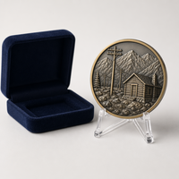 Pièce de monnaie commémorative personnalisée en alliage de zinc avec relief 3D, thème Montagne et Télégraphe, souvenir métallique avec boîte en velours, sans quantité minimale de commande