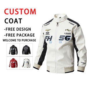 Printemps Automne Vente en gros de veste de <span class=keywords><strong>moto</strong></span> personnalisée en <span class=keywords><strong>cuir</strong></span> artificiel Nouvelle tendance Vêtements de sport coupe-vent à col montant pour hommes - Product Image 3