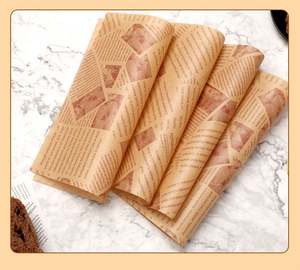 Wholesale Custom Double-Sided Wax Coated Recycled <b>Food</b> Grade Kraft Greaseproof Burger <b>Wrap</b> <b>Paper</b> for Sandwich and Baking Use - Product Image 1