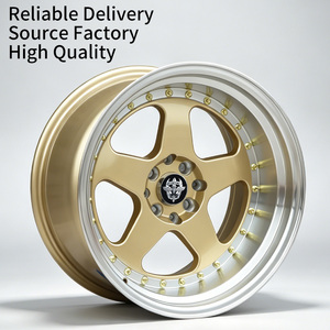 Rines FLowtone de 17 Pulgadas 4X100/114.3mm ET 15 10, Diseño Cóncavo, Aleación Dorada con Borde Mecanizado, para Autos Toyota y Honda - Product Image 1
