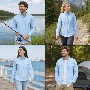 Camicie da Pesca Personalizzate <span class=keywords><strong>con</strong></span> Logo, Maniche Lunghe, Bottoni, Protezione Solare, Traspiranti, <span class=keywords><strong>con</strong></span> <span class=keywords><strong>Tasche</strong></span>, UPF 50+, Taglie Grandi - Product Image 6
