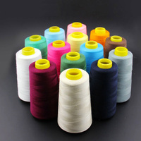 Alta tenacidad de colores negro blanco hilado de poliéster hilo de coser rollo de 40/2 para accesorios de prendas de vestir