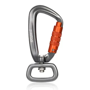 JRSGS مخصصة روك سلسلة حلقة التسلق الطيران الألومنيوم الكلب المقود Carabiners السيارات قفل 4KN خطاف تعليق دوّار 7801D2TN