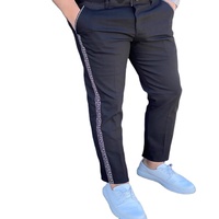 Chinos Homme Taille Haute Coupe Skinny Imprimé Noir Extensible Imperméable à Rayures Latérales à Carreaux Grande Taille Super Confortable 2025
