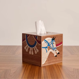 ठोस अखरोट लकड़ी चमत्कार चेहरे के ऊतक बॉक्स डेस्क आयोजक रसोई के उपयोग के लिए बहु-कार्यात्मक वर्ग डिजाइन - Product Image 3