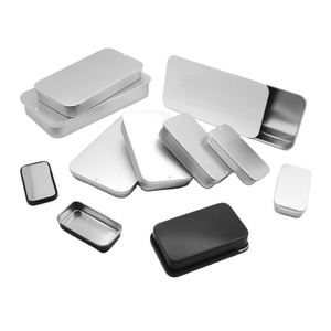 Luxury <b>White</b> Square Sliding Tin Metal Container Rectangle Jar <b>Box</b> Can for Cosmetic and Food Use for Chewing Gum and Milk - Product Image 1