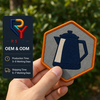 Patch Bordir Logo Kustom Ringan Bentuk Heksagon Gunung Salju Gradasi Langit, Badge Jahit Setrika untuk Topi Musim Dingin Bertema Gunung