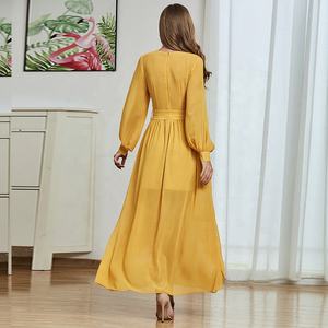 Vestido <span class=keywords><strong>Maxi</strong></span> de Gasa con Volantes Personalizado de Moda para Mujer, Vestidos Elegantes Casuales de Verano para Mujer - Product Image 6