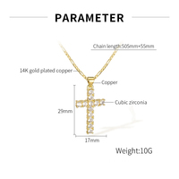 KAMMY Bijoux tendance en zirconium cubique catholicisme Cadeaux Femmes Hommes Plaqué or Chaîne en acier inoxydable avec pendentif croix