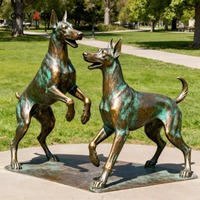 Уличная ручная Литая Бронзовая Скульптура Dobermann Pinscher металлические статуи собаки для продажи садовой бронзовой статуи Doberman для продажи