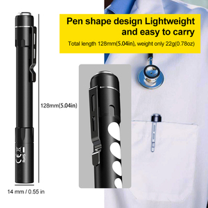 Xách tay AAA pin IP68 không thấm nước hợp kim nhôm y tế đèn pin mini bút hình <span class=keywords><strong>LED</strong></span> 180 Lumens cao/trung bình/thấp 0-200m - Product Image 2