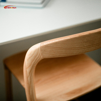 Tabourets de Bar Style Nordique en Bois Courbé, Chaises de Comptoir en Chêne à Dossier Ouvert