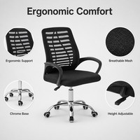 Chaise de conférence confortable pour longues sessions, chaise de direction pivotante réglable en maille avec dossier, chaise de bureau
