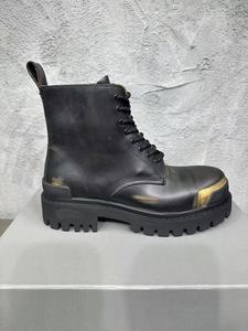 Botas de Trabajo de Cuero Vacuno Negro para Hombre, Suela de Goma con Tacos Gruesos, Cierre de Cordones, Estilo Urbano - Product Image 3